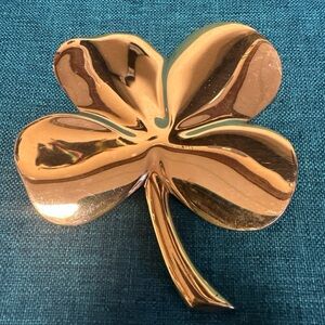 Vintage Gerity 1984 Gold 4 Leaf Clover Paperweight 24k Gold Plate Shamrock EUC
